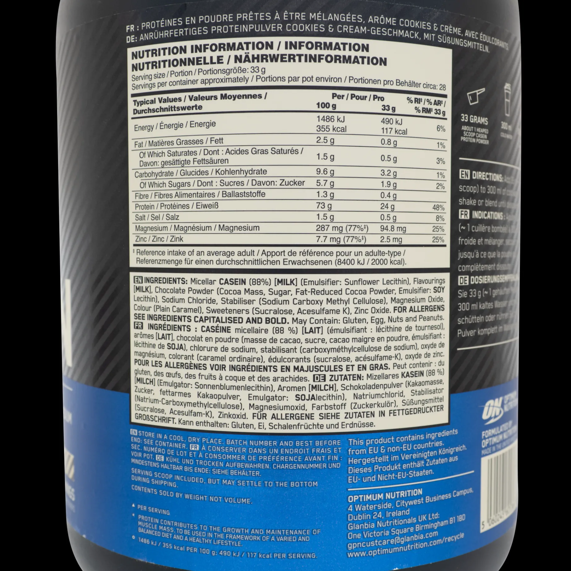 100 % Gold Standard Casein 908 G, Proteinpulver