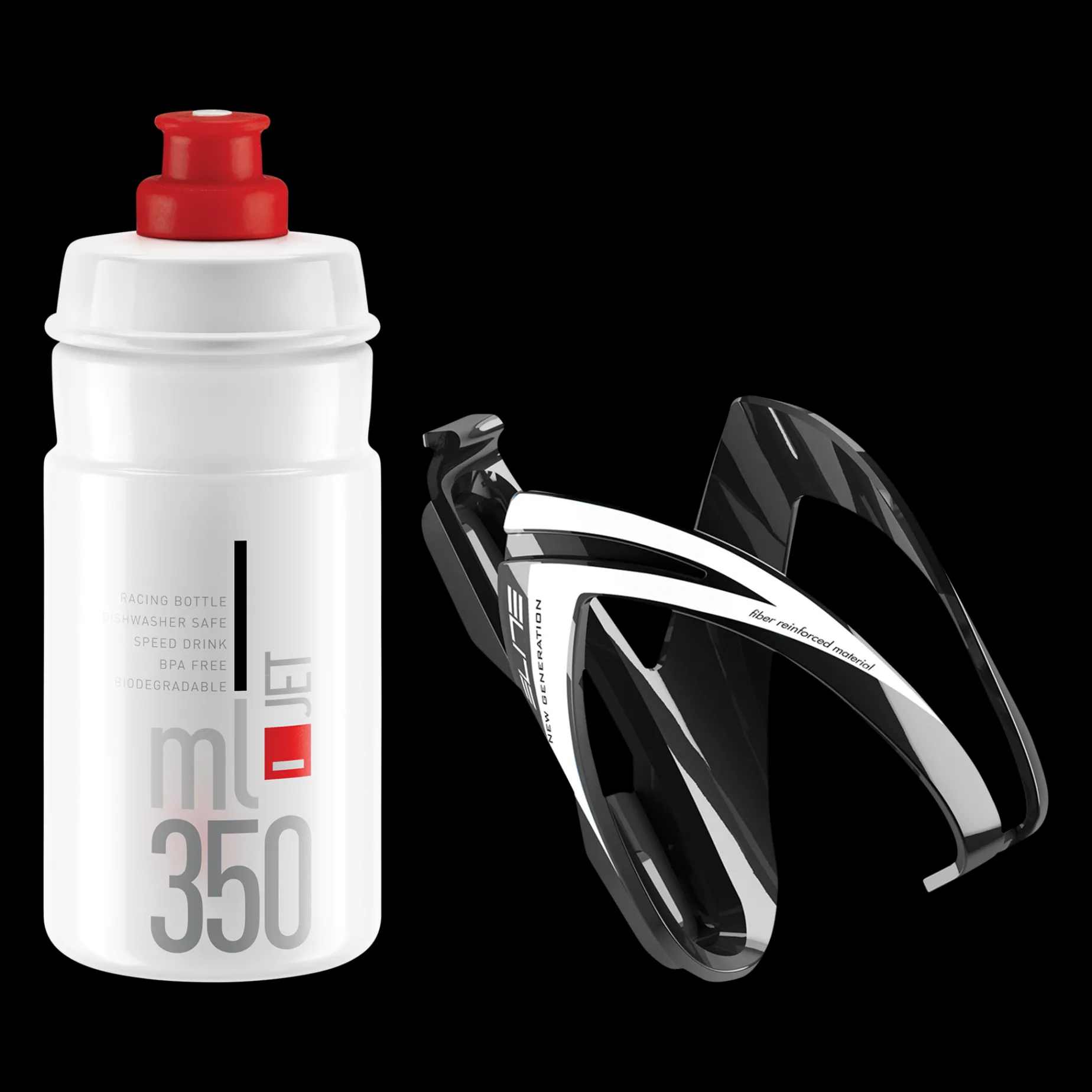 Elite Jr Bottle + Cage Clear Combo, Cykeltillbehor