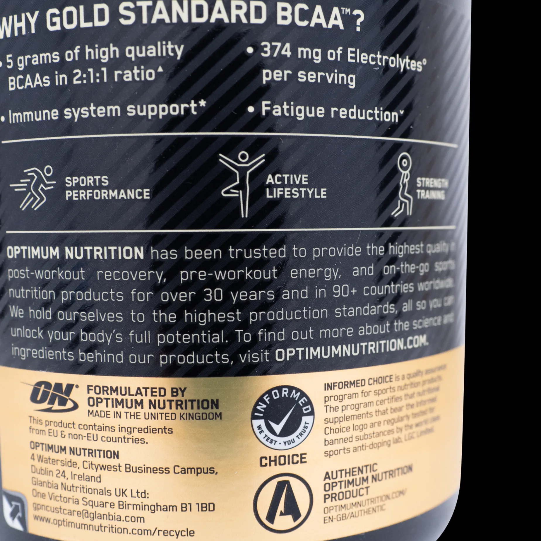 Gold Standard Bcaa Train & Sustain 266 G