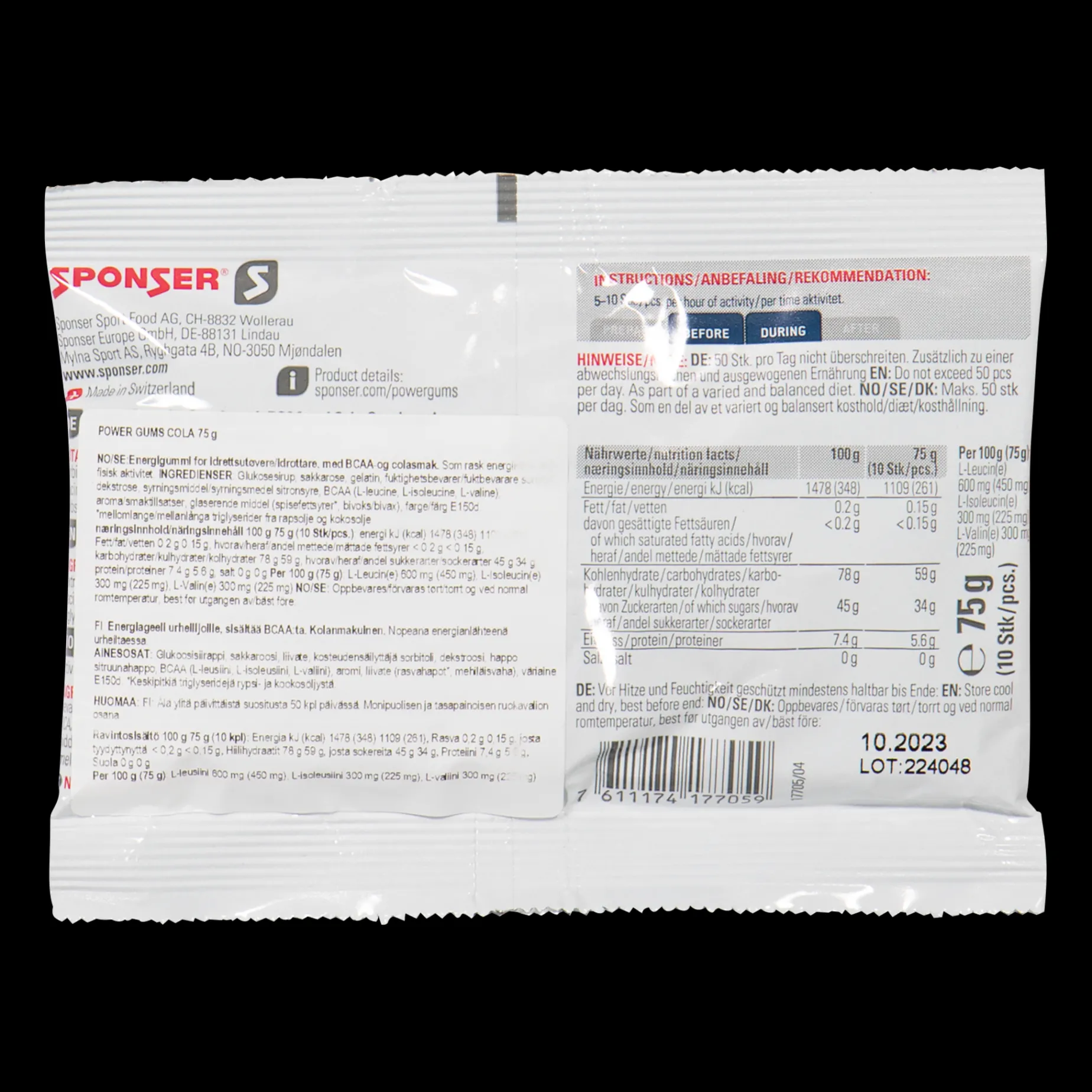 Power Gums Cola, Kolhydrat