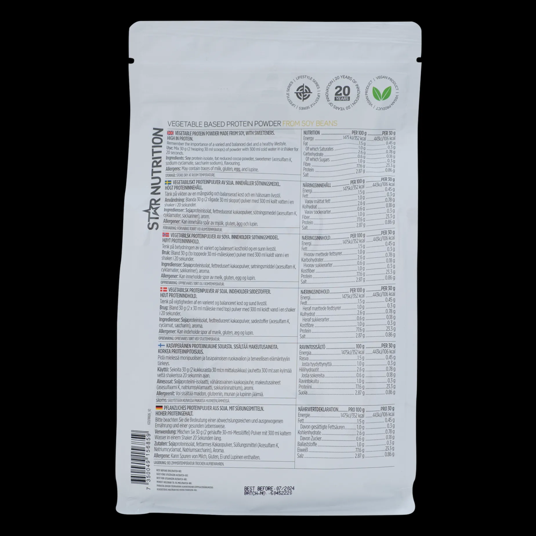 Soy Protein Isolate 1 Kg, Proteinpulver