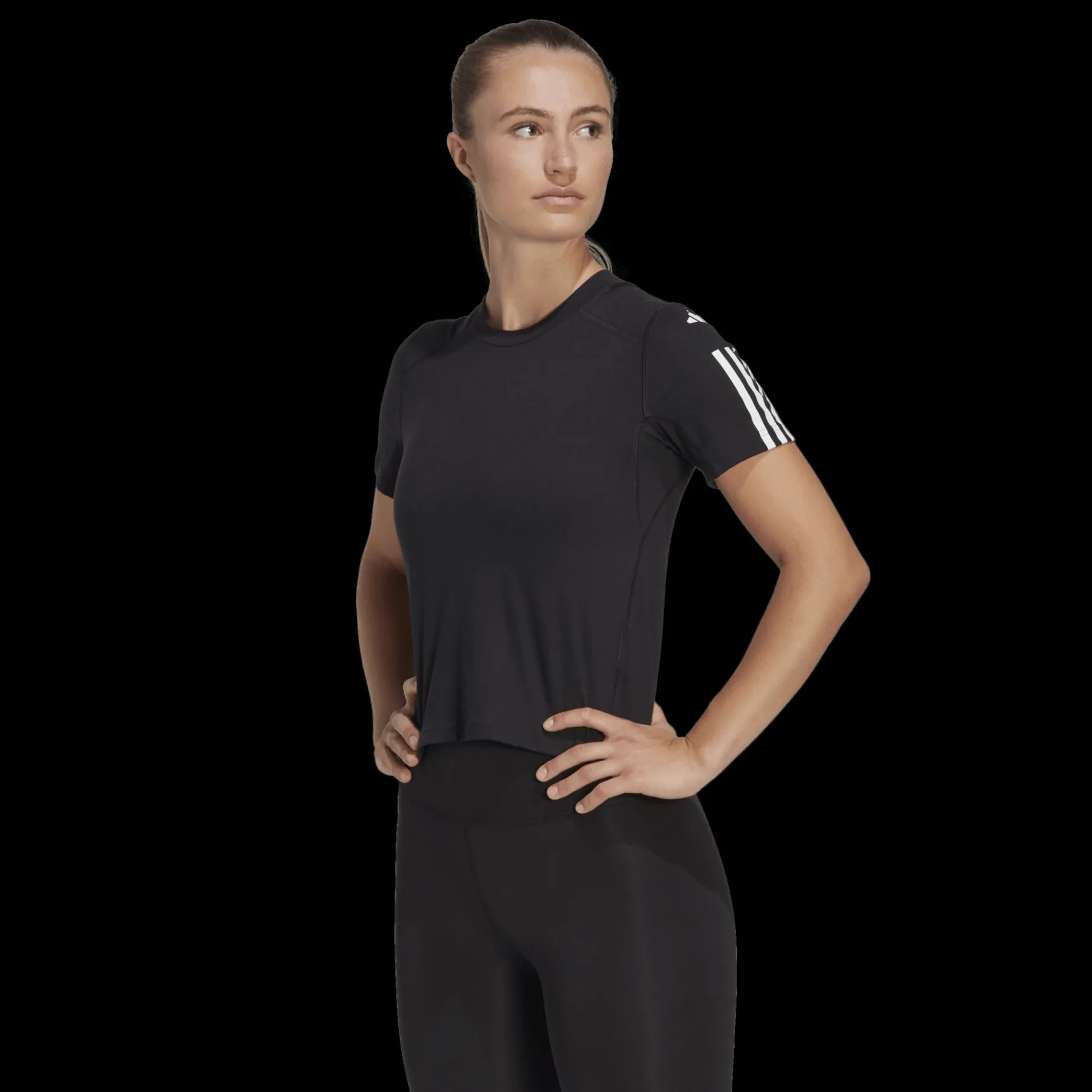 Train Essentials Train Cotton 3-Stripes Crop T-Shirt, T-Shirt, Dam