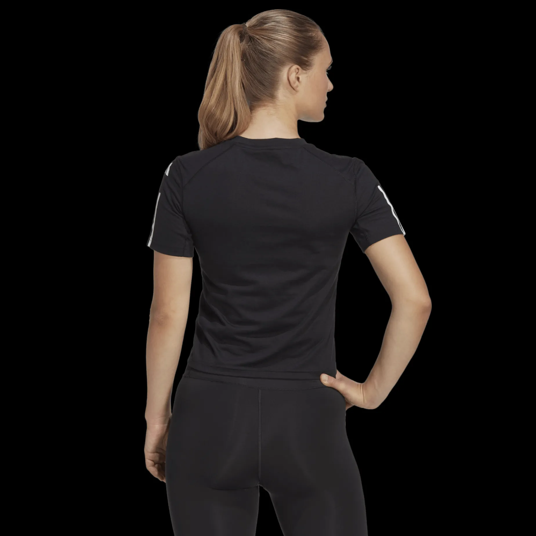 Train Essentials Train Cotton 3-Stripes Crop T-Shirt, T-Shirt, Dam